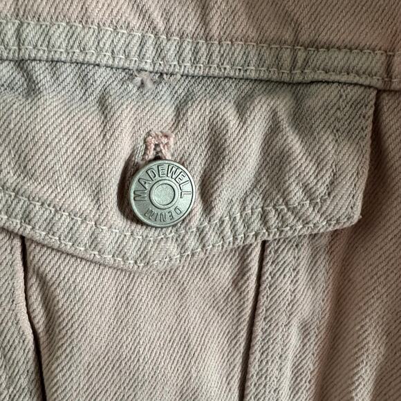 Madewell Raglan Oversized Jean Jacket Pink Collared Button-Up Long Sleeve Sz S - Picture 6 of 8